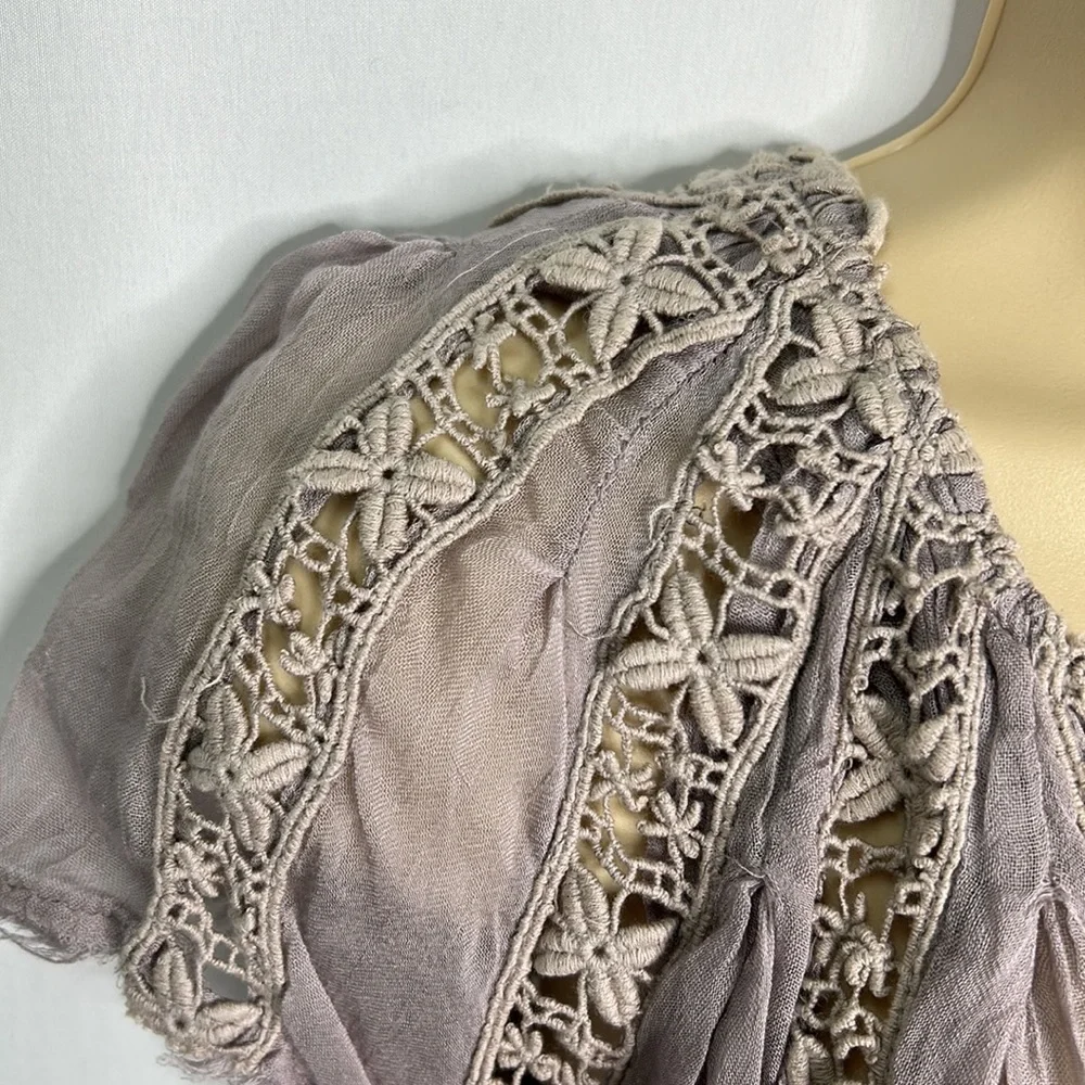 Free People sheer fairy raw edges lace top - Picture 11 of 12